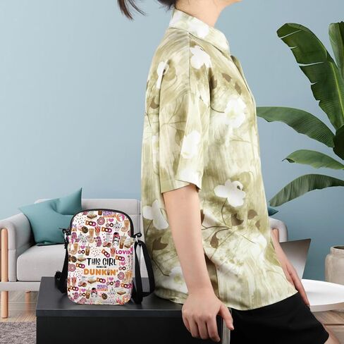 WCGXKO دونات القهوة هدية دانكن حقيبة ساعي دونكي مدمن هدية القهوة دونات عاشق Crossbody المحافظ حقيبة هدية المسيحية in Saudi Arabia