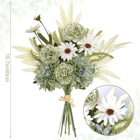 Dremisland Artificial Flowers Bouquet Silk Floral Arrangements Faux Flowers Plant for Home Decor Wedding Bride Bouquets Floral Tables Centerpieces for Home Decor Indoor Vase Table Decor (Green) in Saudi Arabia