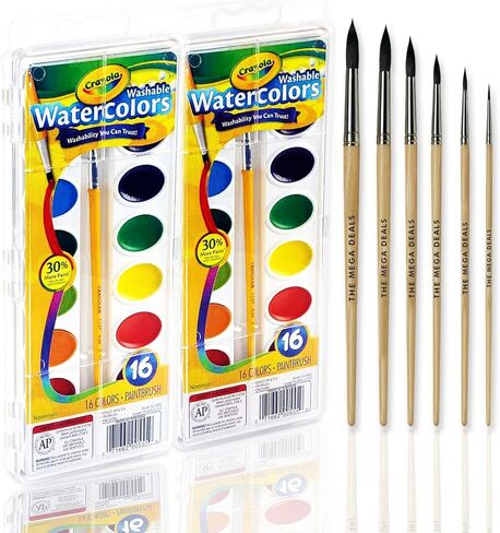 Watercolor Paint Set – 24 Watercolor Paint, 50 Sheets Water Color Paper Pad, 7 PaintBrushes for Kids – Complete Water Color Painting Kids Supplies Set in Kuwait