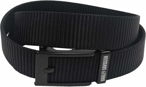 Harley-Davidson Men's Matte Black H-D Ratchet Buckle Nylon Belt – Black in Saudi Arabia