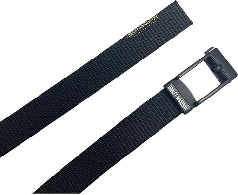 Harley-Davidson Men's Matte Black H-D Ratchet Buckle Nylon Belt – Black in Saudi Arabia