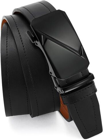 Men's Real Leather Ratchet Dress Casual Belt, Cut to Exact Fit in Saudi Arabia