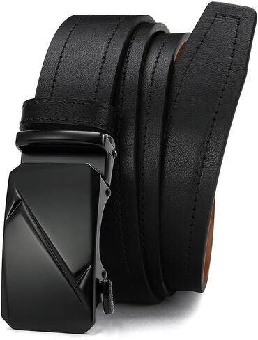 Men's Real Leather Ratchet Dress Casual Belt, Cut to Exact Fit in Saudi Arabia