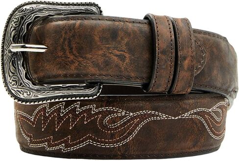 Cody James Men's Brooks Stitched Leather Belt Dark Brown 42 in Saudi Arabia