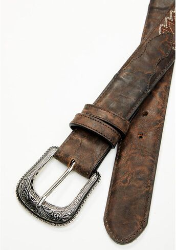Cody James Men's Brooks Stitched Leather Belt Dark Brown 42 in Saudi Arabia