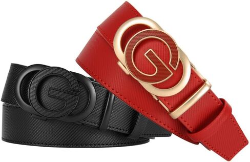 Men's Belt Leather Ratchet Belt for Men - 2 Pack Dress Casual Every Day with Adjustable Buckle, Trim to Fit in Saudi Arabia