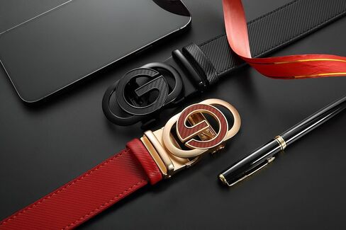 Men's Belt Leather Ratchet Belt for Men - 2 Pack Dress Casual Every Day with Adjustable Buckle, Trim to Fit in Saudi Arabia