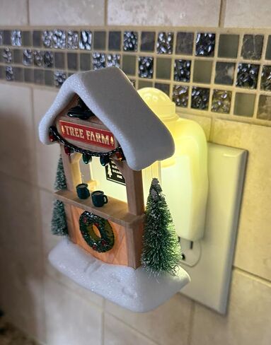 Bath & Body Works Realistic Tree Farm Stand with Pine Trees, Wreaths and Green Mugs Wallflowers Nightlight Plug in Saudi Arabia