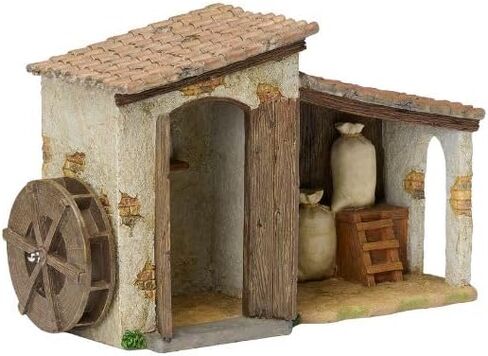 Fontanini by Roman 9" Farmhouse with Water Mill – Fits 5" Scale Nativity Figures – Christmas Nativity Village Building – Religious Holiday Decoration in Saudi Arabia