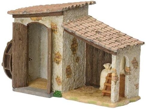 Fontanini by Roman 9" Farmhouse with Water Mill – Fits 5" Scale Nativity Figures – Christmas Nativity Village Building – Religious Holiday Decoration in Saudi Arabia