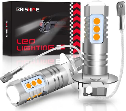 H3 LED Fog Light Bulbs 6000K Xenon White, Extremely Bright 3030 Chips H3 LED Bulbs with Projector for Car Fog Lights, Daytime Running Lights DRL(Pack of 2) in Saudi Arabia