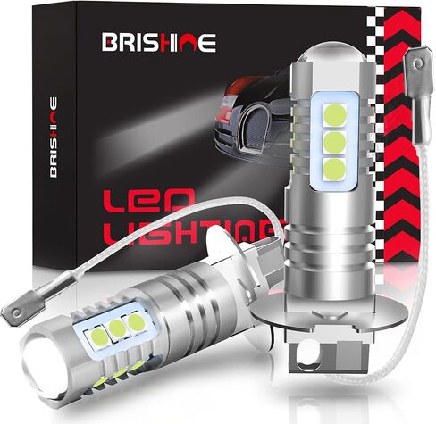 H3 LED Fog Light Bulbs 6000K Xenon White, Extremely Bright 3030 Chips H3 LED Bulbs with Projector for Car Fog Lights, Daytime Running Lights DRL(Pack of 2) in Saudi Arabia