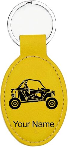 LaserGram Oval Keychain, Off Road Racer, Personalized Engraving Included (Yellow) in Saudi Arabia