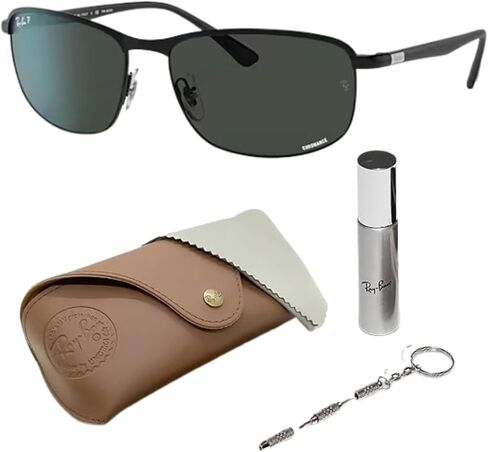 Ray-Ban RB3671CH CHROMANCE POLARIZED Metal Sunglasses with Matte Black Frame With Chromance Dark Grey 60mm Lenses Includes an Official Eyewear Kit in Saudi Arabia