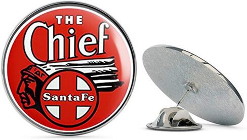 دائري أحمر The Chief Santa Fe Railroad (شعار السكك الحديدية rr) معدني 0.75 بوصة قبعة طية صدر السترة دبوس ربطة عنق دبوس خلفي in Kuwait