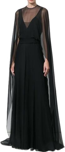 المرأة الشيفون طويل شال الرأس عالية منخفضة الرأس شير شبكة المعطف أعلى Flowy Capelets التستر in Saudi Arabia