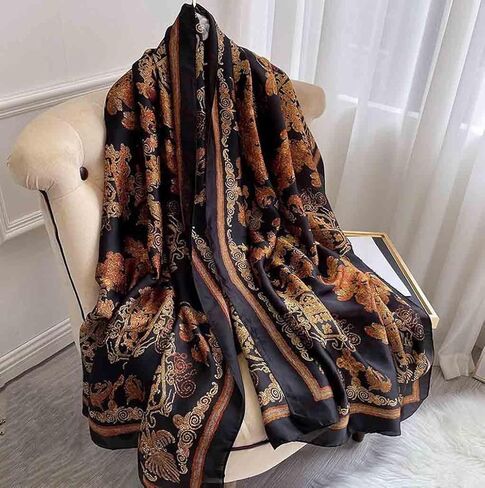 Scarfs for Women Lightweight Long Satin Scarf Fashion Scarves Floral Print Sunscreen Headscarf Shawls Wraps in Saudi Arabia