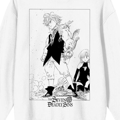 Bioworld Seven Deadly Sins Meliodas And Elizabeth Liones Adult White Crew Neck Sweatshirt-XXL in Saudi Arabia