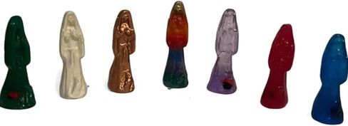 Generic CHAVARIOS 7 pieces Santa Muerte mini statues pocket size 7 pieces color set in Saudi Arabia