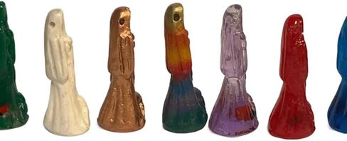 Generic CHAVARIOS 7 pieces Santa Muerte mini statues pocket size 7 pieces color set in Saudi Arabia