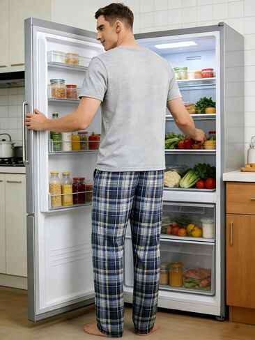 Gray Men's Pajama Sets, Charging Battery Pajama Set Striped Plaid Pants men, Soft Pijamas Para Hombres in Saudi Arabia