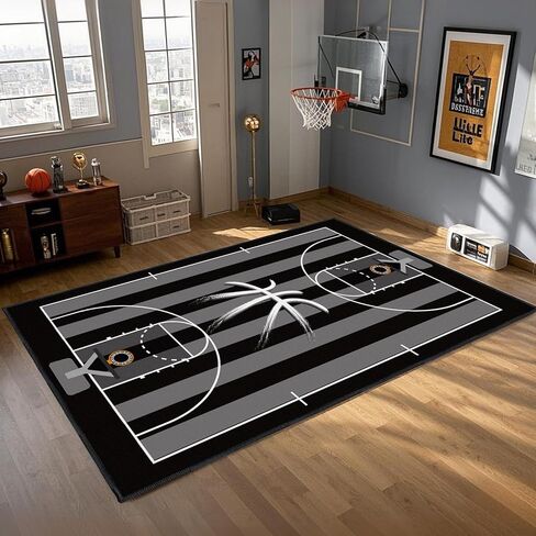 Basketball Rug Non-Slip 3x5 ft,Basketball Court Design for Bedroom Game Room Decor in Saudi Arabia