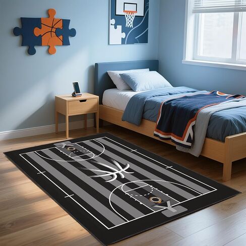 Basketball Rug Non-Slip 3x5 ft,Basketball Court Design for Bedroom Game Room Decor in Saudi Arabia