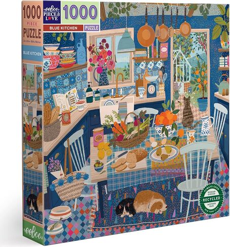 eeBoo Piece & Love: Pink Kitchen - 1000 Piece Puzzle - Adult Square Jigsaw, 23x23, Includes Image Reference Insert, Glossy Pieces in Kuwait
