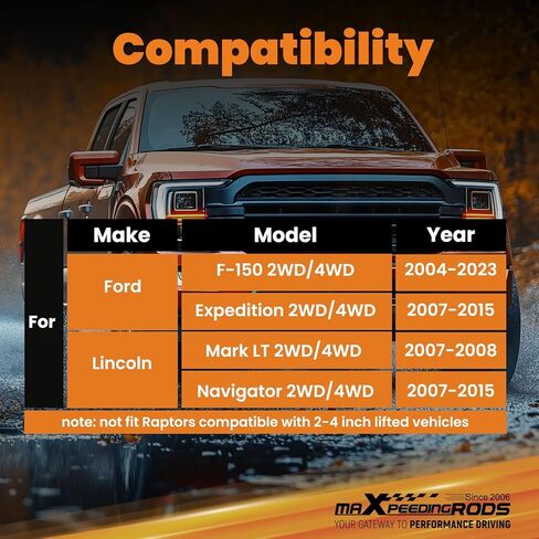 أذرع التحكم العلوية الأمامية القابلة للتعديل من maxpeedingrods لسيارة Ford F-150 4WD 2004-2023، لنظام تعليق الرفع 2-4 بوصة in Kuwait