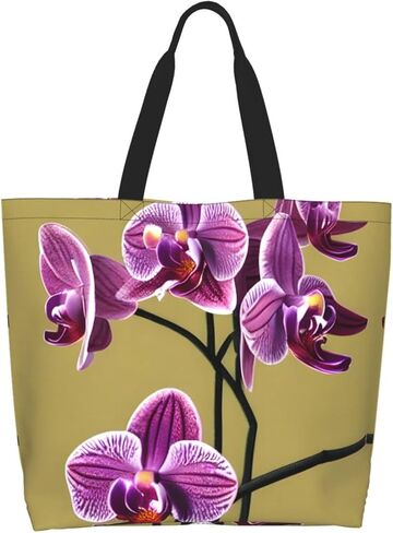 Beautiful Orchids Personalized Tote Bag for Women -Durable Canvas Shoulder Shopping Bag, Foldable Daily Purse in Saudi Arabia