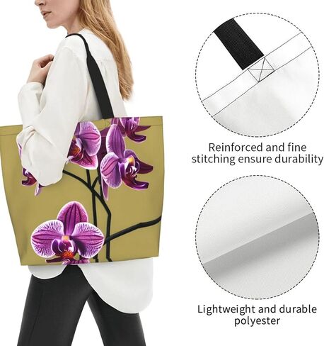 Beautiful Orchids Personalized Tote Bag for Women -Durable Canvas Shoulder Shopping Bag, Foldable Daily Purse in Saudi Arabia