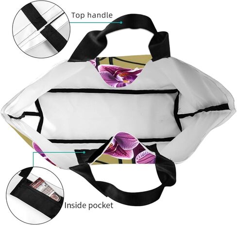 Beautiful Orchids Personalized Tote Bag for Women -Durable Canvas Shoulder Shopping Bag, Foldable Daily Purse in Saudi Arabia