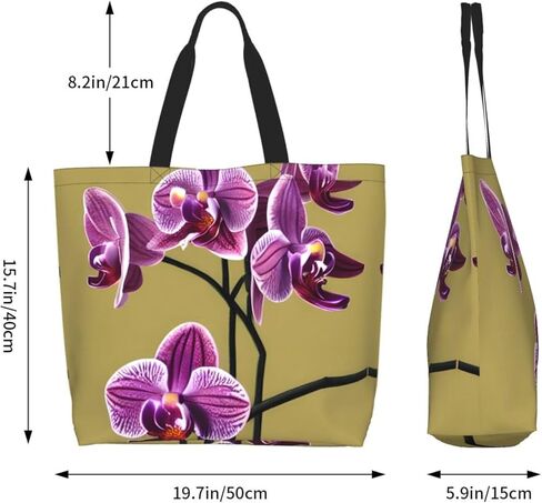 Beautiful Orchids Personalized Tote Bag for Women -Durable Canvas Shoulder Shopping Bag, Foldable Daily Purse in Saudi Arabia