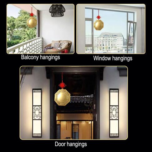Feng Shui Bagua Mirror Set for Exorcism and Home Adornment - Traditional Zen Wall Decor with Convex and Concave Mirrors,11.2cm in Saudi Arabia