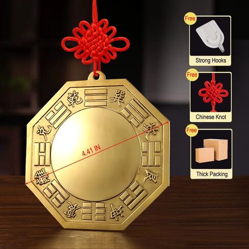 Feng Shui Bagua Mirror Set for Exorcism and Home Adornment - Traditional Zen Wall Decor with Convex and Concave Mirrors,11.2cm in Saudi Arabia