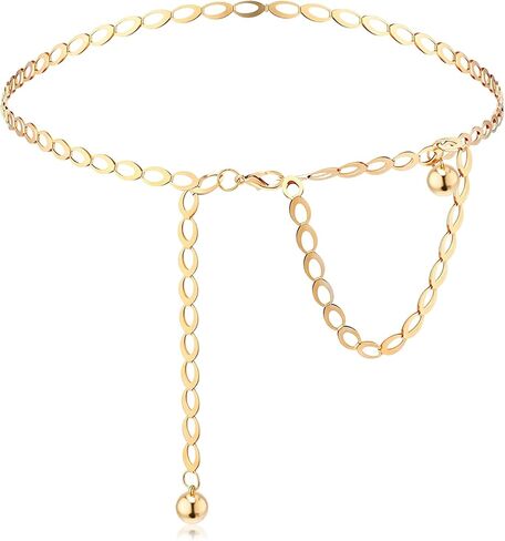 Yolev Gold Waist Chain Adjustable Waist Belt Chain 46 inch Chain Belt for Women Gold Belly Chains Fashion Long Belt Body Belly Jewelry for Dresses Jeans Trouser in Saudi Arabia