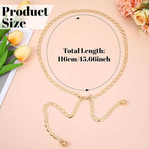 Yolev Gold Waist Chain Adjustable Waist Belt Chain 46 inch Chain Belt for Women Gold Belly Chains Fashion Long Belt Body Belly Jewelry for Dresses Jeans Trouser in Saudi Arabia