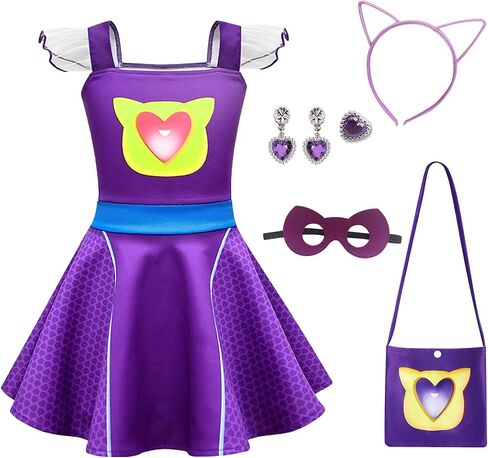 Superheros Fans' Dress With Lace On The Shoulders Match Accessories Fit Halloween Birthday Party Outfits in Saudi Arabia