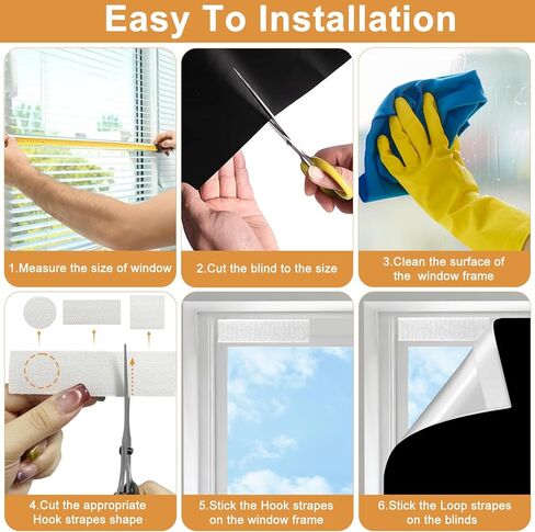 ستائر تعتيم 100% لغرفة النوم مقاس 57 × 118 بوصة، ظلال تعتيم قابلة للإزالة بدون حفر، غطاء نافذة أسود مؤقت محمول، ستائر سوداء للاستخدام في الحضانة أو النوم أو السفر أو المركبات الترفيهية أو المستأجر in Kuwait