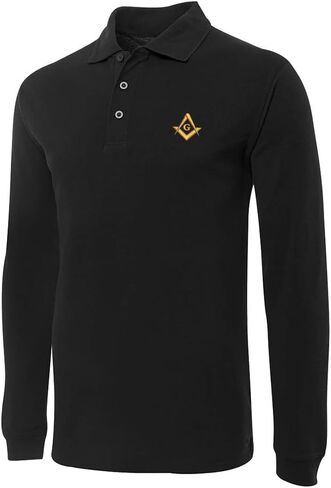 Men's Polo Shirts Masonic Lodge Embroidered Casual Long Sleeve Polo Shirt for Men Golf Shirts in Saudi Arabia