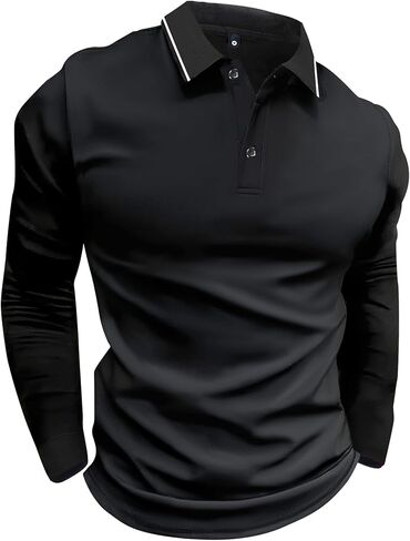 Men's Long-Sleeved Polo Shirt Spring/Autumn Simple Retro Casual Daily Lightweight Sports Business Running Wear Tops in Saudi Arabia