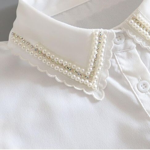 WENLOOY بلوزة أنيقة لؤلؤية قابلة للفصل بياقة ديكي نصف قمصان بياقة صناعية للنساء والفتيات in Kuwait