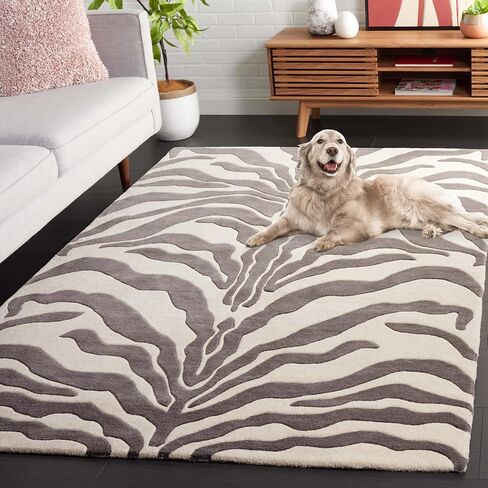 سجادة SAFAVIEH Soho Collection Runner - 2'3" x 8'، عاجي ورمادي، تصميم هندسي، مثالية للمناطق ذات حركة المرور العالية في المدخل والمطبخ والحمام (SOH975F-28) in Kuwait
