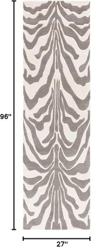 سجادة SAFAVIEH Soho Collection Runner - 2'3" x 8'، عاجي ورمادي، تصميم هندسي، مثالية للمناطق ذات حركة المرور العالية في المدخل والمطبخ والحمام (SOH975F-28) in Kuwait