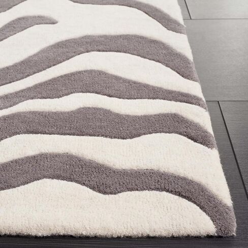 سجادة SAFAVIEH Soho Collection Runner - 2'3" x 8'، عاجي ورمادي، تصميم هندسي، مثالية للمناطق ذات حركة المرور العالية في المدخل والمطبخ والحمام (SOH975F-28) in Kuwait