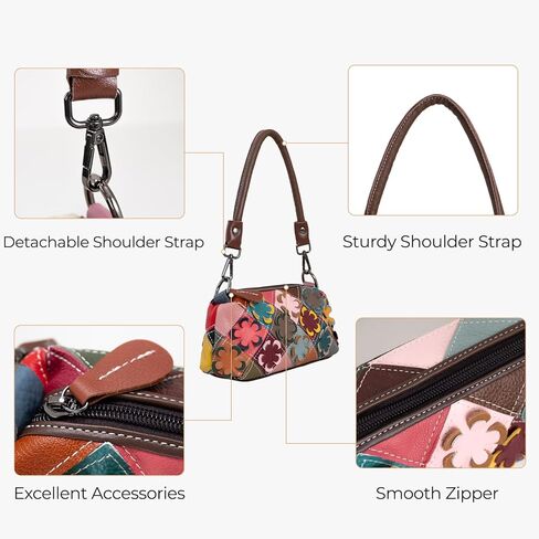 Ladies' genuine leather handbag, 3D carved flower, small crossbody bag, colorful shoulder bag, small wallet, detachable shoulder strap in Saudi Arabia