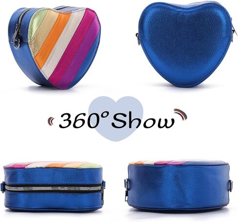 Heart Shaped Purse for Women, Rainbow Patchwork Heart Shoulder Handbag for Girl in Saudi Arabia