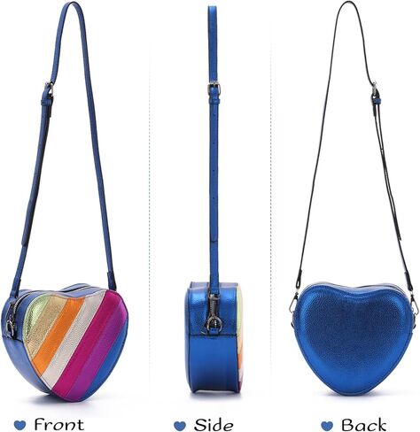 Heart Shaped Purse for Women, Rainbow Patchwork Heart Shoulder Handbag for Girl in Saudi Arabia