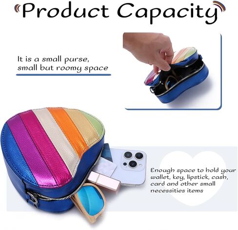 Heart Shaped Purse for Women, Rainbow Patchwork Heart Shoulder Handbag for Girl in Saudi Arabia