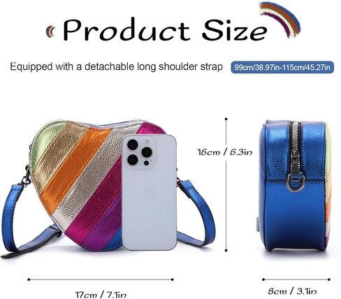 Heart Shaped Purse for Women, Rainbow Patchwork Heart Shoulder Handbag for Girl in Saudi Arabia